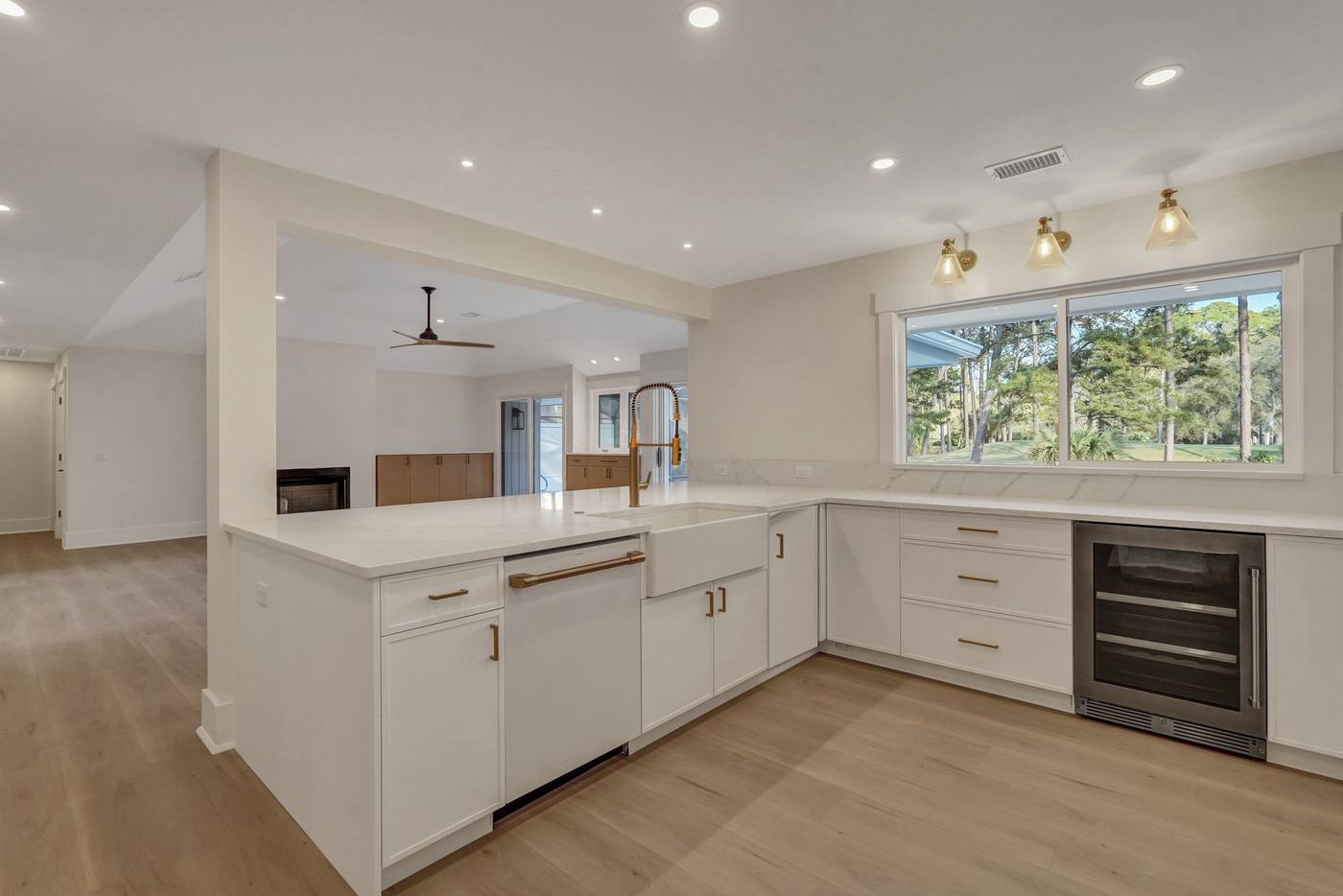 White kitchen with farmhouse sink